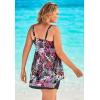 Swimsuits For All Swim 365 Women’s Plus Size Longer-Length Handkerchief Hem Tankini Top(Multi Textured Palm)
