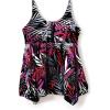 Swimsuits For All Swim 365 Women’s Plus Size Longer-Length Handkerchief Hem Tankini Top(Multi Textured Palm)