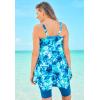 Swimsuits For All Swim 365 Women’s Plus Size Longer-Length Handkerchief Hem Tankini Top(Multi Underwater Tie Dye)