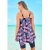 Swimsuits For All Swim 365 Women’s Plus Size Longer-Length Handkerchief Hem Tankini Top(Navy Tropical Floral)