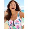 Swimsuits For All Swim 365 Women’s Plus Size Longer-Length Handkerchief Hem Tankini Top(Pink Lemonade Tropical)