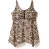 Swimsuits For All Swim 365 Women’s Plus Size Longer-Length Handkerchief Hem Tankini Top(Rich Brown Animal)