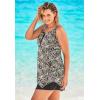 Swimsuits For All Swim 365 Women’s Plus Size Longer-Length Handkerchief Hem Tankini Top(Rich Brown Animal)