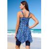 Swimsuits For All Swim 365 Women’s Plus Size Longer-Length Handkerchief Hem Tankini Top(Royal Oasis Animal)