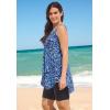 Swimsuits For All Swim 365 Women’s Plus Size Longer-Length Handkerchief Hem Tankini Top(Royal Oasis Animal)