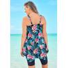 Swimsuits For All Swim 365 Women’s Plus Size Longer-Length Handkerchief Hem Tankini Top(Trop Animal Turq)