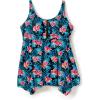 Swimsuits For All Swim 365 Women’s Plus Size Longer-Length Handkerchief Hem Tankini Top(Trop Animal Turq)