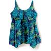 Swimsuits For All Swim 365 Women’s Plus Size Longer-Length Handkerchief Hem Tankini Top(Vibrant Palm)