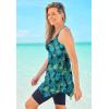 Swimsuits For All Swim 365 Women’s Plus Size Longer-Length Handkerchief Hem Tankini Top(Vibrant Palm)