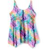 Swimsuits For All Swim 365 Women’s Plus Size Longer-Length Handkerchief Hem Tankini Top(Vivid Tie Dye)