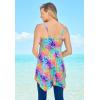 Swimsuits For All Swim 365 Women’s Plus Size Longer-Length Handkerchief Hem Tankini Top(Vivid Tie Dye)