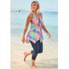 Swimsuits For All Swim 365 Women’s Plus Size Longer-Length Handkerchief Hem Tankini Top(Vivid Tie Dye)