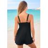 Swimsuits For All Swim 365 Women’s Plus Size Loop-Strap V-Neck Tummy Control Two-Piece Swim Dress(Black)