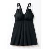 Swimsuits For All Swim 365 Women’s Plus Size Loop-Strap V-Neck Tummy Control Two-Piece Swim Dress(Black)