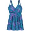 Swimsuits For All Swim 365 Women’s Plus Size Loop-Strap V-Neck Tummy Control Two-Piece Swim Dress(Deep Blue Leaf)
