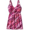 Swimsuits For All Swim 365 Women’s Plus Size Loop-Strap V-Neck Tummy Control Two-Piece Swim Dress(Merlot Mixed Animal)
