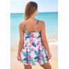 Swimsuits For All Swim 365 Women’s Plus Size Loop-Strap V-Neck Tummy Control Two-Piece Swim Dress(Pink Lemonade Tropical)
