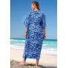 Swimsuits For All Swim 365 Women’s Plus Size Ruched Caftan Cover Up(Blue Beach Toile)