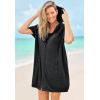 Swimsuits For All Swim 365 Women’s Plus Size Terry Longer-Length Hooded Zip-Front Swim Cover-Up(Black)