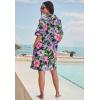 Swimsuits For All Swim 365 Women’s Plus Size Terry Longer-Length Hooded Zip-Front Swim Cover-Up(Black Multi)
