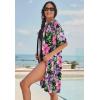Swimsuits For All Swim 365 Women’s Plus Size Terry Longer-Length Hooded Zip-Front Swim Cover-Up(Black Multi)