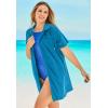 Swimsuits For All Swim 365 Women’s Plus Size Terry Longer-Length Hooded Zip-Front Swim Cover-Up(Blue Sea)