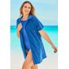 Swimsuits For All Swim 365 Women’s Plus Size Terry Longer-Length Hooded Zip-Front Swim Cover-Up(Dream Blue)