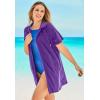 Swimsuits For All Swim 365 Women’s Plus Size Terry Longer-Length Hooded Zip-Front Swim Cover-Up(Mirtilla)