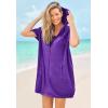 Swimsuits For All Swim 365 Women’s Plus Size Terry Longer-Length Hooded Zip-Front Swim Cover-Up(Mirtilla)