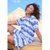 Swimsuits For All Swim 365 Women’s Plus Size Terry Longer-Length Hooded Zip-Front Swim Cover-Up(Ultra Blue Tie Dye Stripe)