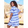 Swimsuits For All Swim 365 Women’s Plus Size Terry Longer-Length Hooded Zip-Front Swim Cover-Up(Ultra Blue Tie Dye Stripe)