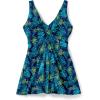 Swimsuits For All Swim 365 Women’s Plus Size Twist-Front V-Neck Tummy Control A-Line Swim Dress(Vibrant Palm)