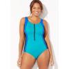 Swimsuits For All Women’s Chlorine Resistant Zip Front One Piece Swimsuit (Plus(Black Royal)