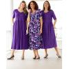 Woman Within Plus Size Short-Sleeve Button-Front Pocket Dress (Petite Available) – 4X, Purple Garden