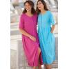 Woman Within Plus Size Short-Sleeve Button-Front Pocket Dress (Petite Available) – 5X, Paradise Blue Multi Garden
