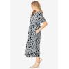Woman Within Plus Size Short-Sleeve Button-Front Pocket Dress (Petite Available) – 7X, Black Blossom