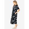 Woman Within Plus Size Short-Sleeve Button-Front Pocket Dress (Petite Available) – 7X, Black Graphic Bloom