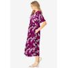 Woman Within Plus Size Short-Sleeve Button-Front Pocket Dress (Petite Available) – 7X, Deep Claret Graphic Bloom
