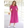 Woman Within Plus Size Short-Sleeve Button-Front Pocket Dress (Petite Available) – 7X, Raspberry