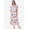 Woman Within Plus Size Short-Sleeve Button-Front Pocket Dress (Petite Available) – 7X, White Multi Garden