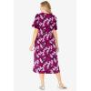 Woman Within Plus Size Short-Sleeve Button-Front Pocket Dress (Petite Available)(Deep Claret Graphic Bloom)
