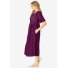 Woman Within Plus Size Short-Sleeve Button-Front Pocket Dress (Petite Available)(Deep Claret Polka Dot)