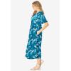 Woman Within Plus Size Short-Sleeve Button-Front Pocket Dress (Petite Available)(Deep Teal Graphic Bloom)