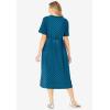 Woman Within Plus Size Short-Sleeve Button-Front Pocket Dress (Petite Available)(Deep Teal Polka Dot)