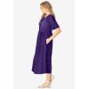 Woman Within Plus Size Short-Sleeve Button-Front Pocket Dress (Petite Available)(Radiant Purple Polka Dot)