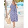 Woman Within Plus Size Short-Sleeve Seersucker Dress(Paradise Blue Plaid)