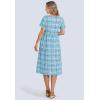 Woman Within Plus Size Short-Sleeve Seersucker Dress(Paradise Blue Plaid)