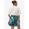 ellos Plus Size Elastic Waist Flowy Shorts(Black Tropical Print)