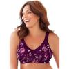 Catherines Women’s Plus Size Cotton Comfort Wireless Bra(Dark Berry Climbing Floral)