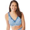 Catherines Women’s Plus Size Cotton Comfort Wireless Bra(Dusty Indigo Animal Patchwork)